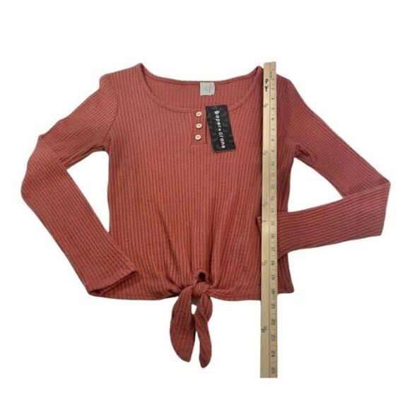 NWT Paper Crane Rust Crop Tie Front Soft Long Sleeve Top Women Size Small - Picture 8 of 8